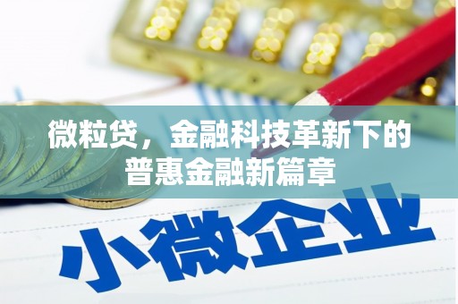 唐山微粒贷，金融科技革新下的普惠金融新篇章
