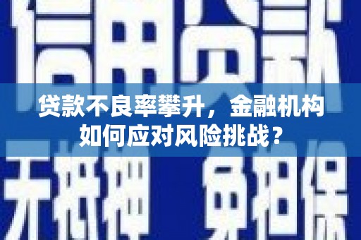 唐山贷款不良率攀升，金融机构如何应对风险挑战？