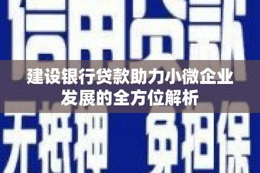 唐山建设银行贷款助力小微企业发展的全方位解析