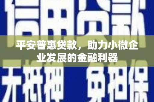 唐山平安普惠贷款，助力小微企业发展的金融利器